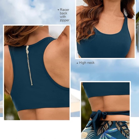 MOLYBELL One Piece Swimsuits High Waisted  Monokini Floral Print Size L - Picture 10 of 10